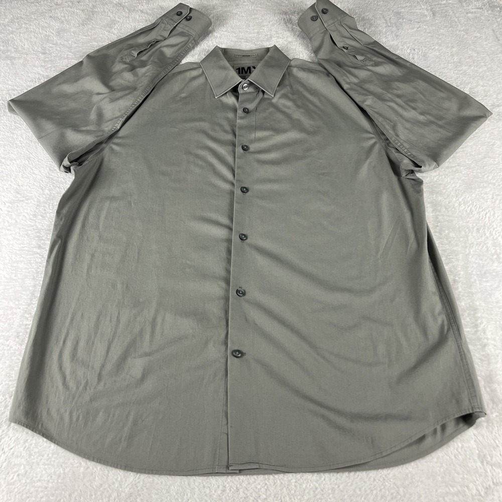 Express 1MX Button Down Shirt Mens L Gray Excellent Fitted Long Sleeve Cotton